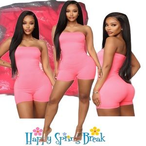 Neon Pink Romper 
Size: L